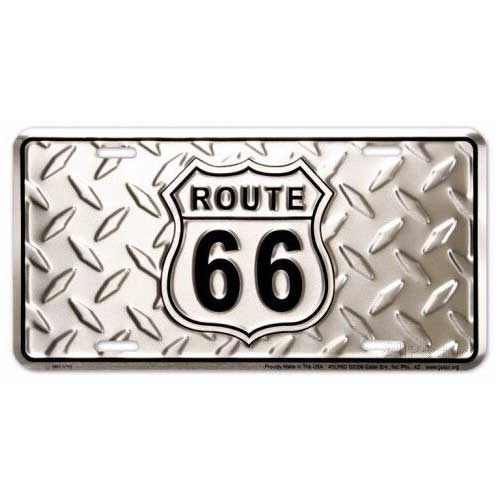 route 66 license plate engine sign decal tag main street mother diamond