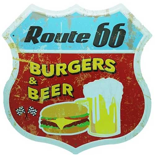 Route 66 Highway sign Embossed Metal Wall Poster