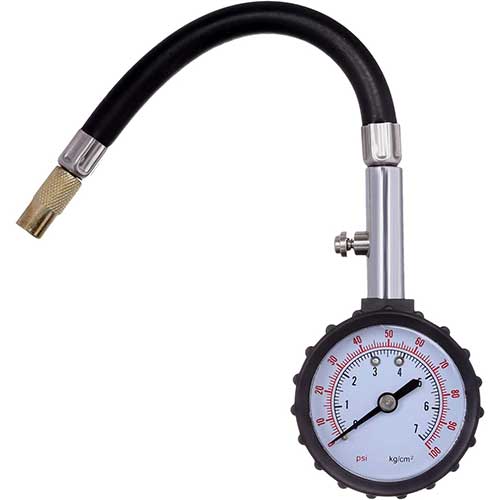Tire Gauge Heavy Duty Air Pressure With Flexible Hose