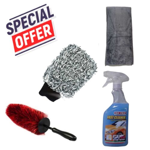 (Offer) Buy Mafra Fast Cleaner+Microfiber Towel+Scruber body wash mitt+Maxshine wheel brush